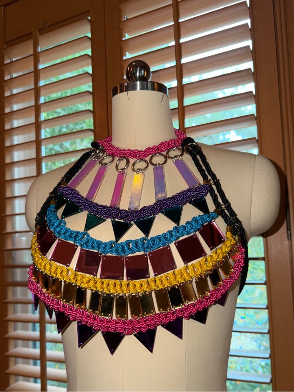 Handmade Mirror Bib Necklace Top - Festival wear